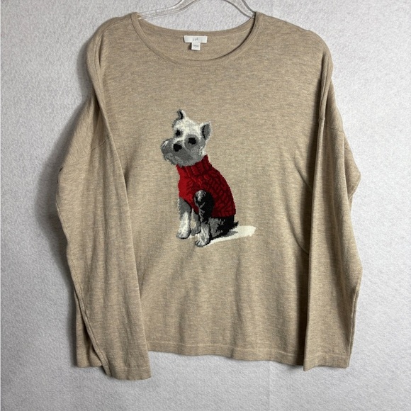 J. Jill Weston Dog Beige Sweater - Picture 1 of 3